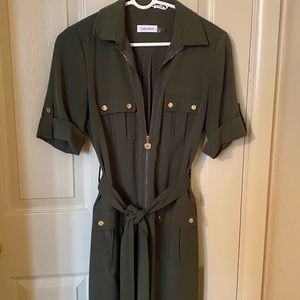 Calvin Klein Olive Utility Style Shirtdress size 4